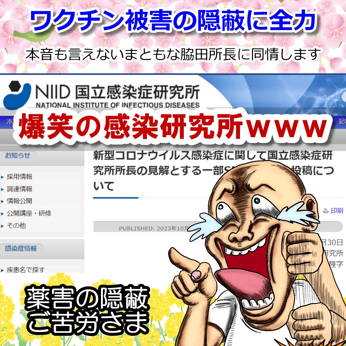 感染研が超過死亡の火消しに必至w ワクチン被害を否定するもまともな根拠を出せず