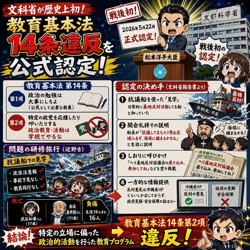 文科省が歴史上初！ 教育基本法14条違反を認定した件