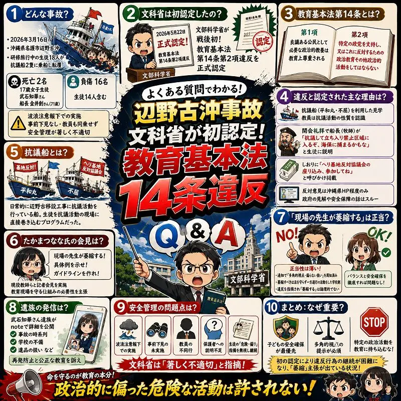 【辺野古沖事故 文科省 教育基本法第14条違反】のよくある質問（FAQ）
