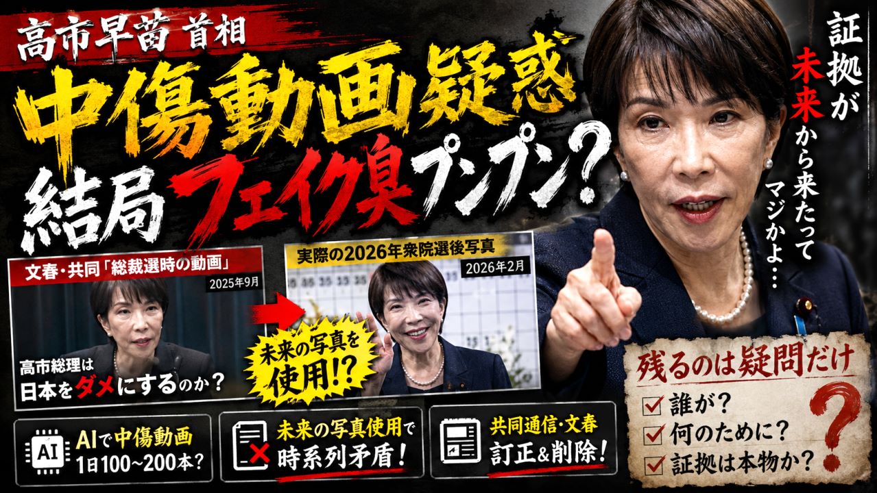 高市早苗首相の中傷動画疑惑、結局AIフェイク動画でマスゴミ撃沈ｗ