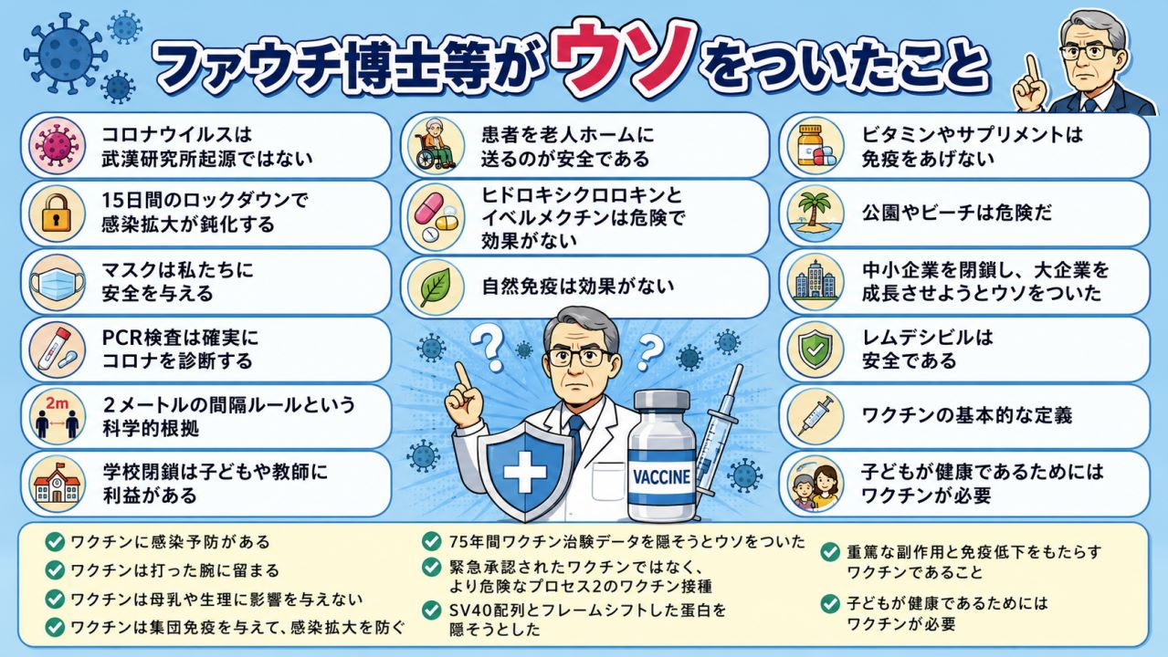 コロナもウソ、マスクもウソ、ワクチンもウソ。
