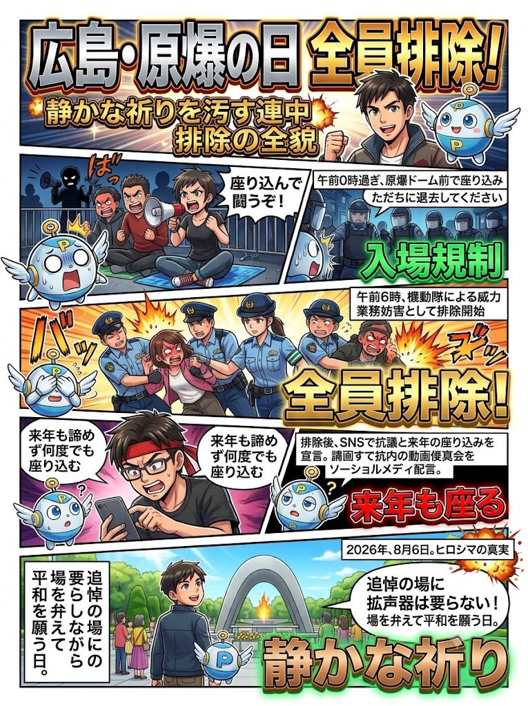 原爆の日に「高市打倒」を叫んだ全学連　広島平和記念公園から全員排除された事件の全貌
