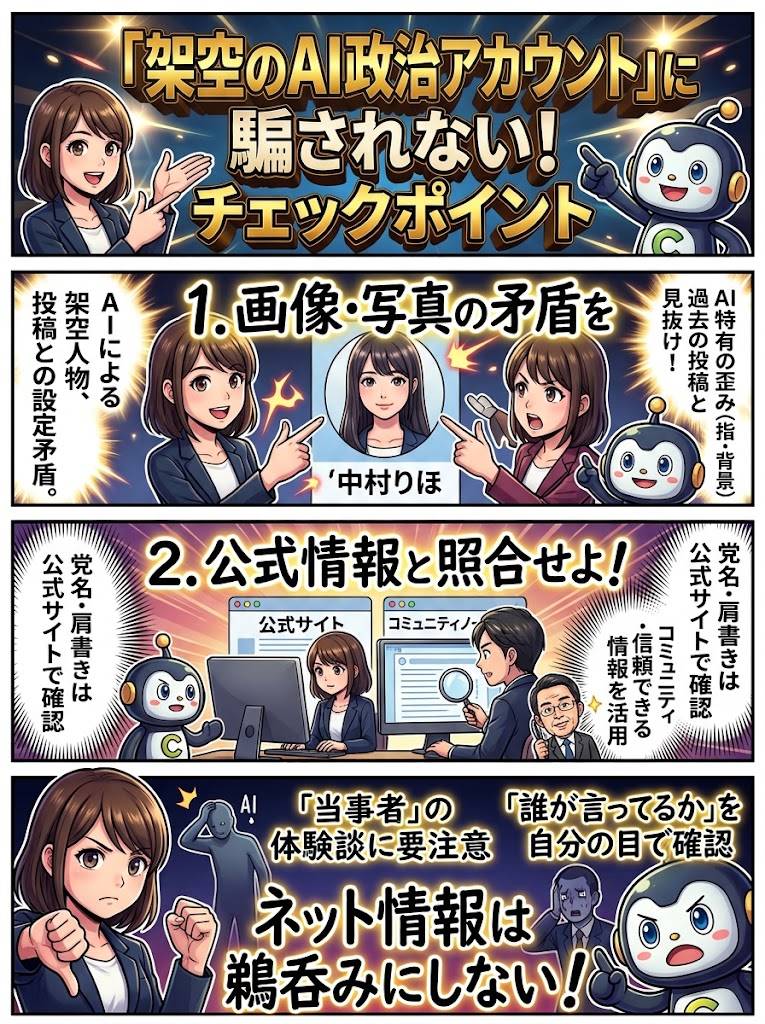 AI政治アカウントにだまされないためのチェックポイント