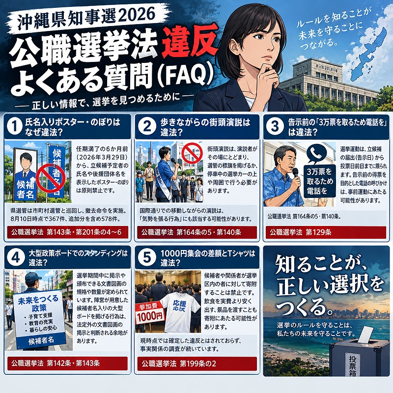 【沖縄県知事選2026の公職選挙法違反】のよくある質問(FAQ)