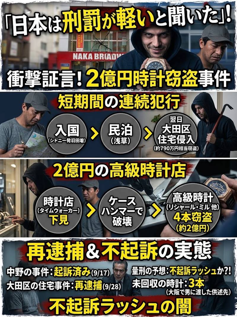 2億円時計窃盗事件の外国人が再逮捕 日本狙った理由は「日本は刑罰が軽い」